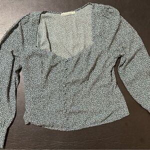 Green and white blouse